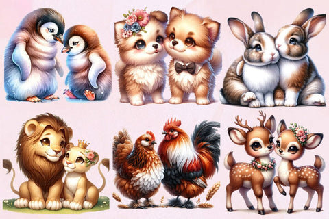 Animals Couple Sublimation Clipart Bundle ,Illustrator ,Quotes and Sayings,Food & Drink,On Sale, Print & Cut Sublimation Newmockups 