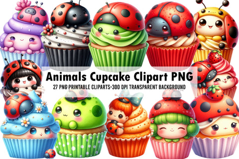 Animals Cupcake Clipart PNG Sublimation Rupkotha 
