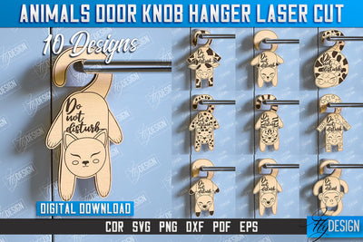 Animals Door Knob Hanger Bundle | Children's Room | Door Sign | Baby Animals | CNC File SVG Fly Design 