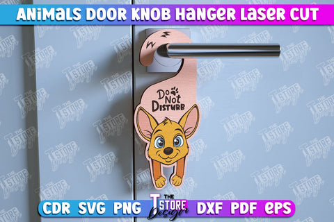 Animals Door Knob Hanger | Children's Room | Door Sign | Baby Animals | CNC File SVG The T Store Design 