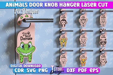 Animals Door Knob Hanger | Children's Room | Door Sign | Baby Animals | CNC File SVG The T Store Design 