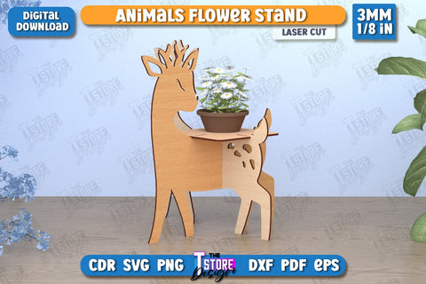 Animals Flower Stands Laser Cut Bundle | Garden Design | Home Decor | Flower Holder | CNC Files SVG The T Store Design 
