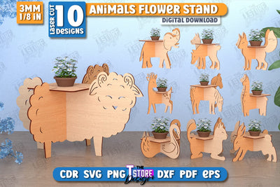 Animals Flower Stands Laser Cut Bundle | Garden Design | Home Decor | Flower Holder | CNC Files SVG The T Store Design 