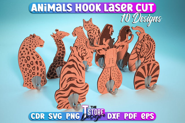 Animals Hook Laser Cut Bundle | Home Design | Wooden Animals Hook | CNC File SVG The T Store Design 