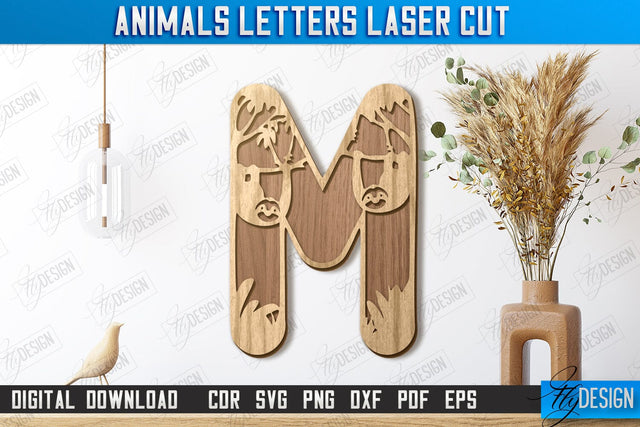 Animals Letters Laser Cut | Alphabet | 3D Decorative Letters | CNC File SVG Fly Design 