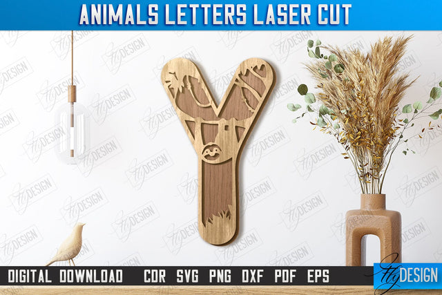 Animals Letters Laser Cut | Alphabet | 3D Decorative Letters | CNC File SVG Fly Design 