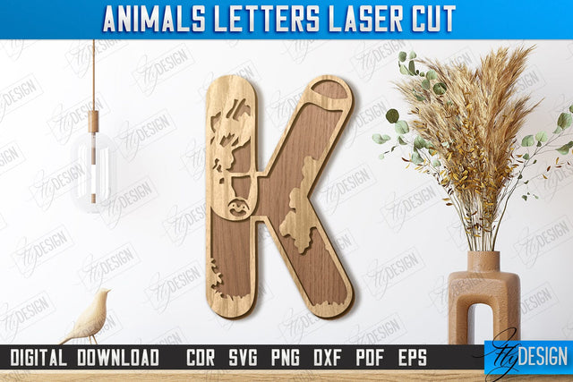 Animals Letters Laser Cut | Alphabet | 3D Decorative Letters | CNC File SVG Fly Design 