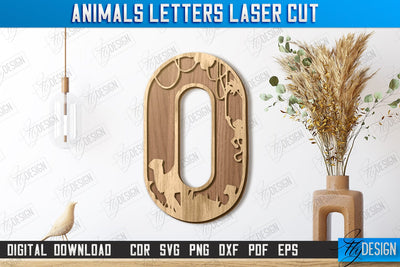 Animals Letters Laser Cut | Alphabet | 3D Decorative Letters | CNC File SVG Fly Design 