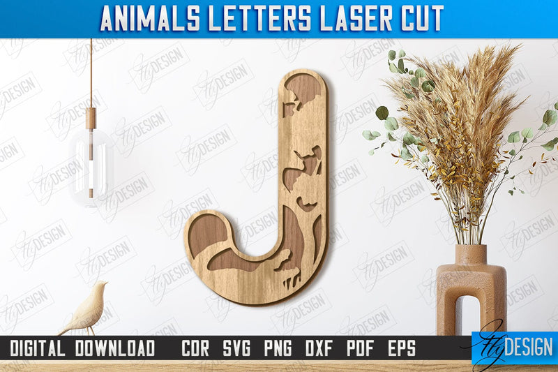 Animals Letters Laser Cut | Alphabet | 3D Decorative Letters | CNC File SVG Fly Design 