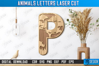 Animals Letters Laser Cut | Alphabet | 3D Decorative Letters | CNC File SVG Fly Design 