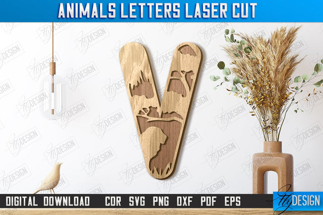 Animals Letters Laser Cut | Alphabet | 3D Decorative Letters | CNC File SVG Fly Design 