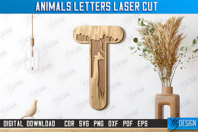Animals Letters Laser Cut | Alphabet | 3D Decorative Letters | CNC File SVG Fly Design 