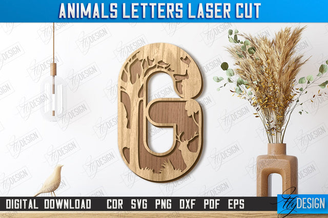 Animals Letters Laser Cut | Alphabet | 3D Decorative Letters | CNC File SVG Fly Design 