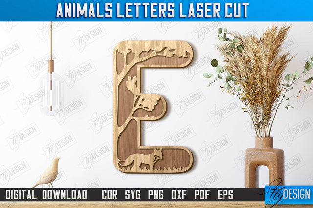 Animals Letters Laser Cut | Alphabet | 3D Decorative Letters | CNC File SVG Fly Design 