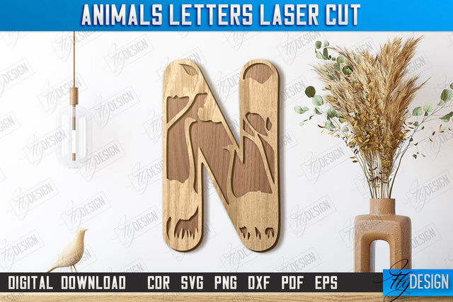 Animals Letters Laser Cut | Alphabet | 3D Decorative Letters | CNC File SVG Fly Design 