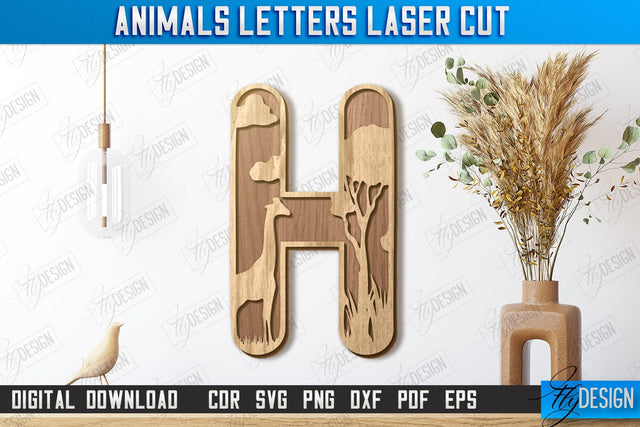 Animals Letters Laser Cut | Alphabet | 3D Decorative Letters | CNC File SVG Fly Design 