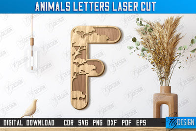Animals Letters Laser Cut | Alphabet | 3D Decorative Letters | CNC File SVG Fly Design 