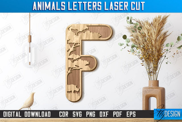 Animals Letters Laser Cut | Alphabet | 3D Decorative Letters | CNC File SVG Fly Design 