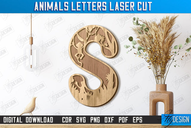 Animals Letters Laser Cut | Alphabet | 3D Decorative Letters | CNC File SVG Fly Design 