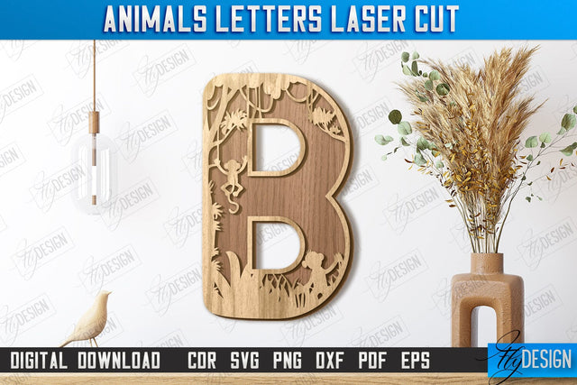 Animals Letters Laser Cut | Alphabet | 3D Decorative Letters | CNC File SVG Fly Design 