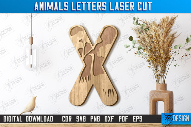Animals Letters Laser Cut | Alphabet | 3D Decorative Letters | CNC File SVG Fly Design 