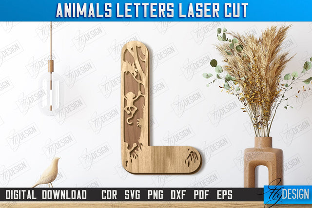 Animals Letters Laser Cut | Alphabet | 3D Decorative Letters | CNC File SVG Fly Design 