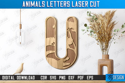 Animals Letters Laser Cut | Alphabet | 3D Decorative Letters | CNC File SVG Fly Design 