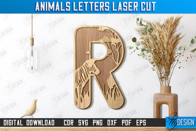 Animals Letters Laser Cut | Alphabet | 3D Decorative Letters | CNC File SVG Fly Design 