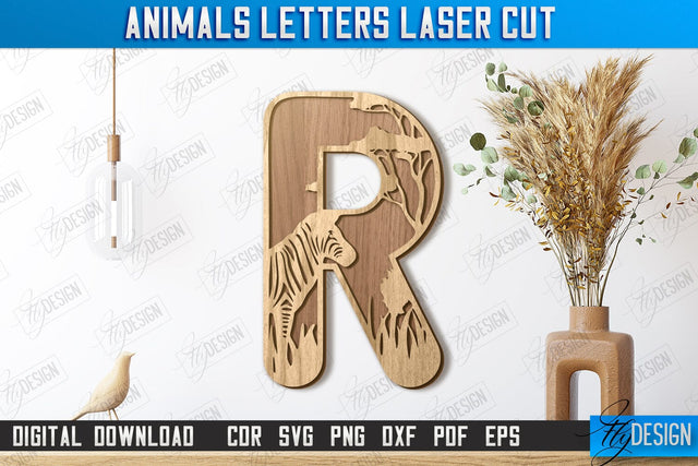 Animals Letters Laser Cut | Alphabet | 3D Decorative Letters | CNC File SVG Fly Design 
