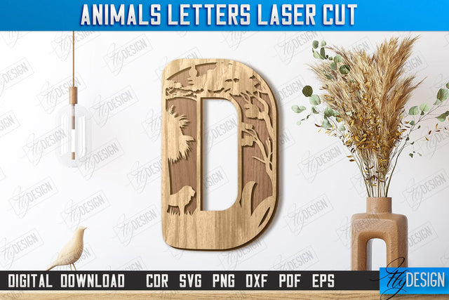 Animals Letters Laser Cut | Alphabet | 3D Decorative Letters | CNC File SVG Fly Design 
