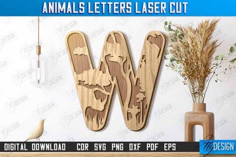 Animals Letters Laser Cut Bundle | Alphabet | 3D Decorative Letters | CNC Files SVG Fly Design 
