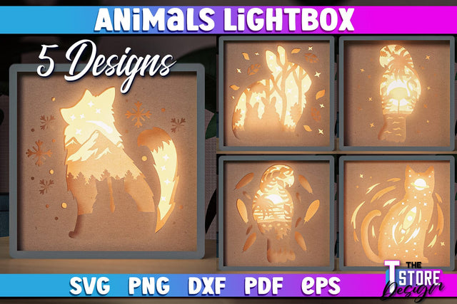 Animals Lightbox SVG Design | Paper Cut Design | SVG File SVG The T Store Design 