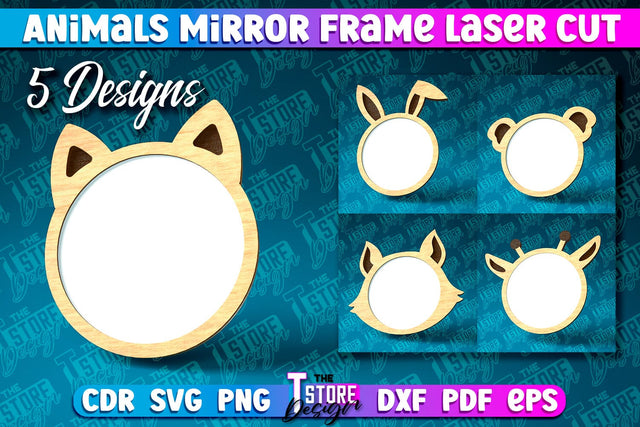 Animals Mirror Frame Laser Cut | Home Design Laser Cut Design | CNC Files SVG The T Store Design 