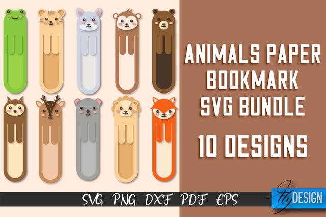Animals Paper Bookmark SVG | Bookmark SVG Design | Book Lover SVG Fly Design 