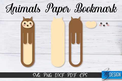 Animals Paper Bookmark SVG | Bookmark SVG Design | Book Lover SVG Fly Design 