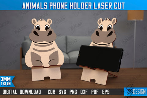 Animals Phone Stands Laser Cut Bundle, 3D Cell Phone Holder, Smartphone Table Stand SVG Fly Design 