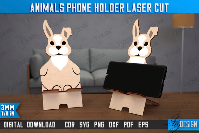 Animals Phone Stands Laser Cut Design, 3D Cell Phone Holder, Smartphone Table Stand SVG Fly Design 