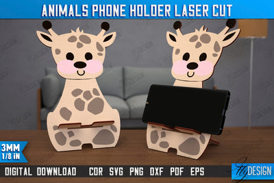 Animals Phone Stands Laser Cut Design, 3D Cell Phone Holder, Smartphone Table Stand SVG Fly Design 
