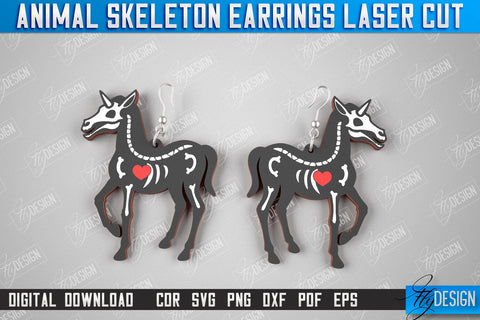 Animals Skeleton Earrings Bundle | Halloween Earrings | Jewelry Design | Bijoux Design | CNC Files SVG Fly Design 
