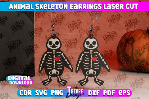 Animals Skeleton Earrings Bundle | Halloween Earrings | Jewelry Design | Bijoux Design | CNC Files SVG The T Store Design 