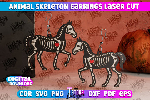 Animals Skeleton Earrings Bundle | Halloween Earrings | Jewelry Design | Bijoux Design | CNC Files SVG The T Store Design 