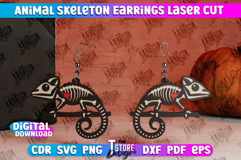 Animals Skeleton Earrings Bundle | Halloween Earrings | Jewelry Design | Bijoux Design | CNC Files SVG The T Store Design 