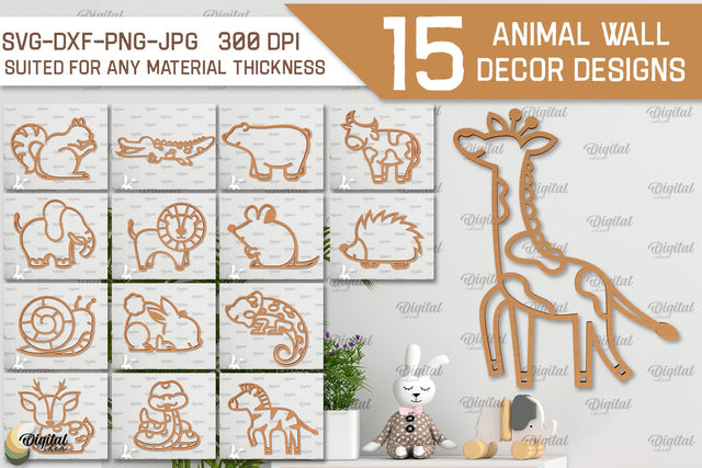 Animals Wall Decor Laser Cut Bundle. Animals Wall Art SVG SVG Evgenyia Guschina 