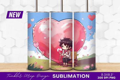 Anime boy with heart in romantic setting Sublimation Regulrcrative 
