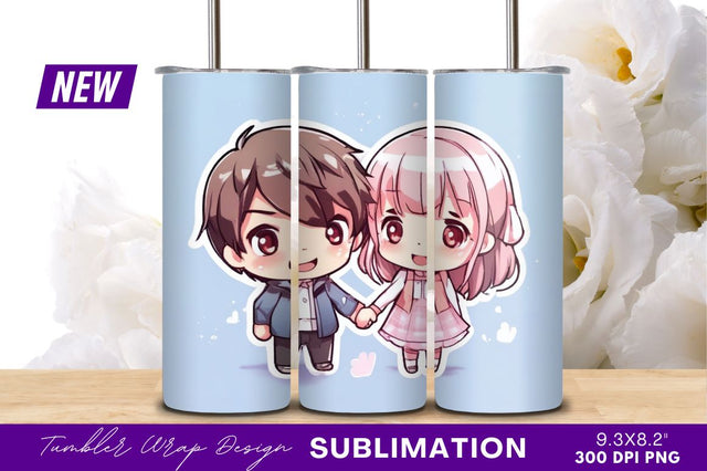 Anime couple holding hands cute chibi style Sublimation Regulrcrative 