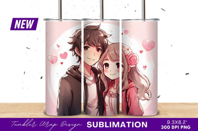 Anime couple in love tumbler png Sublimation Regulrcrative 