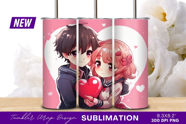 Anime couple with heart valentines day concept Sublimation Regulrcrative 