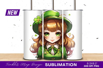 Anime girl celebrating saint patricks day portrait Sublimation Regulrcrative 