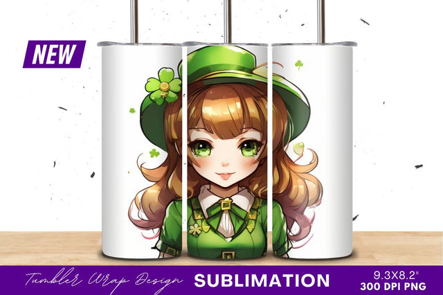 Anime girl celebrating saint patricks day portrait Sublimation Regulrcrative 