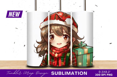 Anime Girl Christmas Gift In Plaid Pattern Sublimation Regulrcrative 